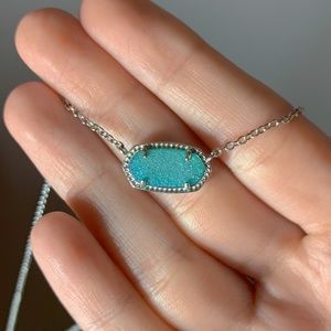 Kendra Scott Elisa Silver Pendant Necklace In Teal Drusy